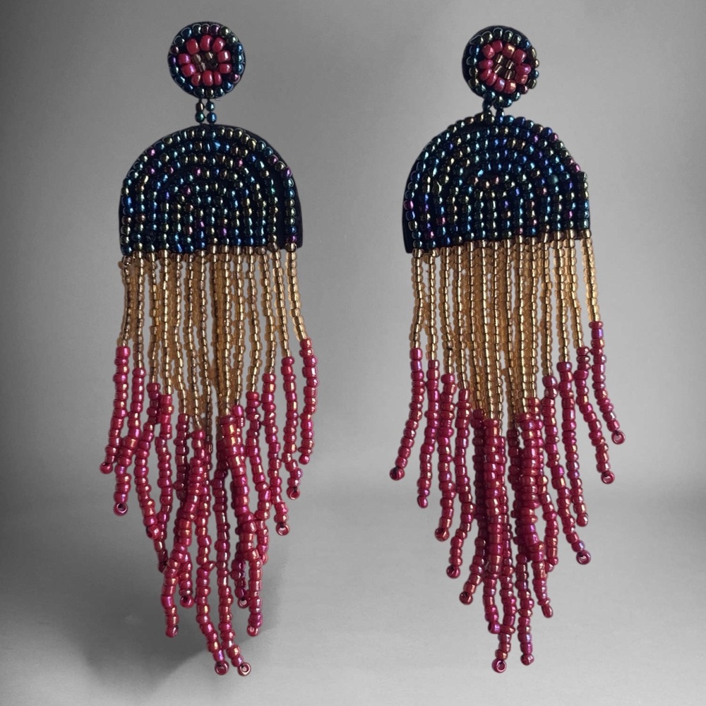🌼Long Multicolored Seed Bead Earrings